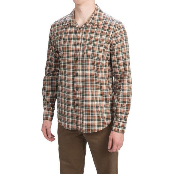NEW Gramicci Classic Fit Madras Shirt!MediumOrange & Green Plaid Madras